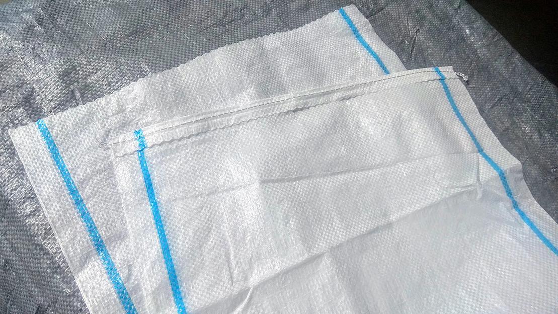 Мешок полипропиленовый (белый с синей полосой) 55×105 см ОПТ фото 1