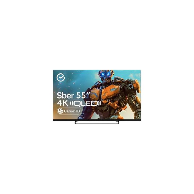 55" Умный телевизор SBER SDX-55UQ5236, QLED, 4K Ultra HD, темно-серый, СМАРТ ТВ, Салют ТВ фото 1