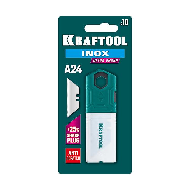 KRAFTOOL INOX-A24, 10 шт, нержавеющие трапециевидные лезвия (09626-S10) фото 2