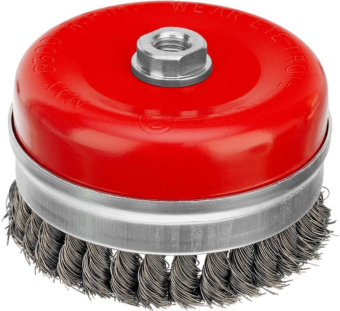 Щетка для УШМ Heavy Duty, 125 мм, М14, Чашка, крученая проволока 0,5 мм// Matrix фото 1