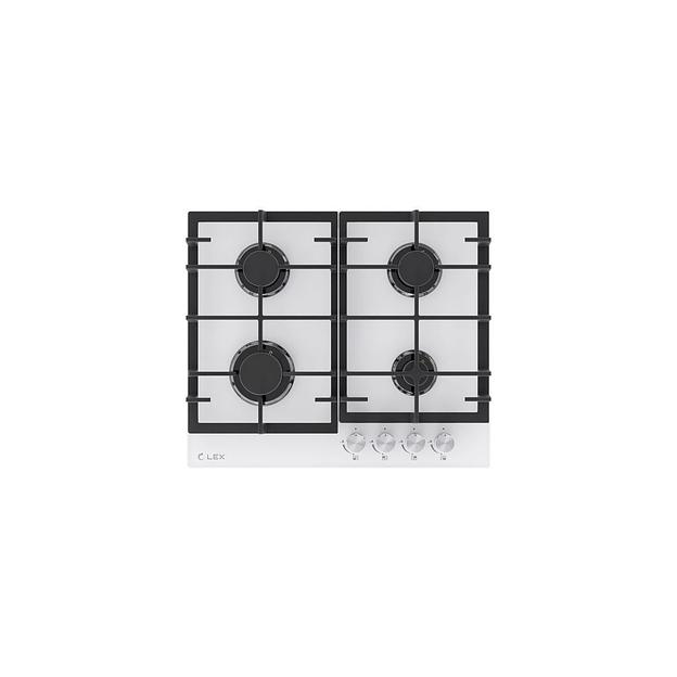 Газовая варочная панель LEX GVG 642A WH, 4 конфорки, закаленное стекло, белый фото 1