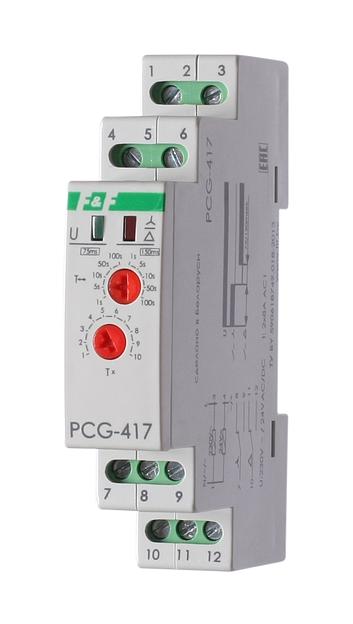 Реле времени PCG-417 (звезда-треугольник для пуска электродвиг. 230В 2х8А 2НО IP20 монтаж на DIN-рейке) F&F EA02.001.020 фото 1