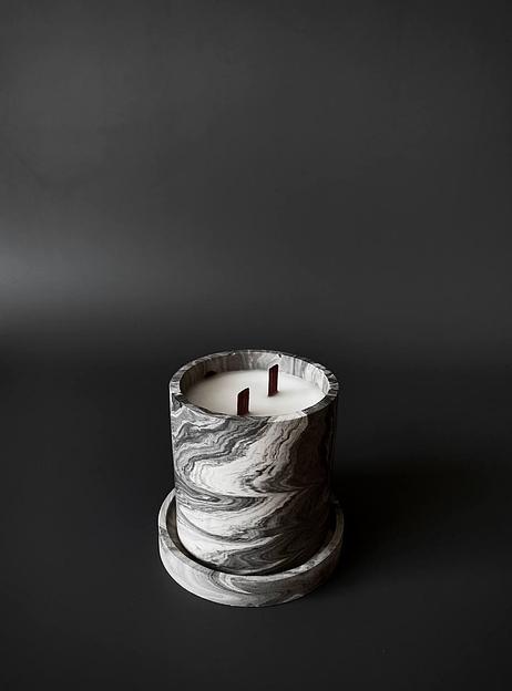 Свеча ароматическая Marmor gypsum Beaker в гипсовом подсвечнике фото 1