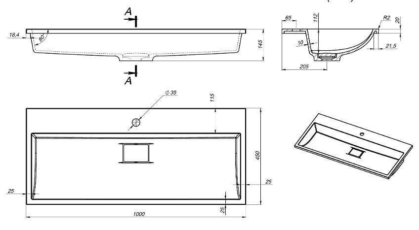 Тумба с раковиной для ванной для ванной Uperwood Barsa 100 см, раковина черная, подвесная тумба черная/дуб сонома фото 8