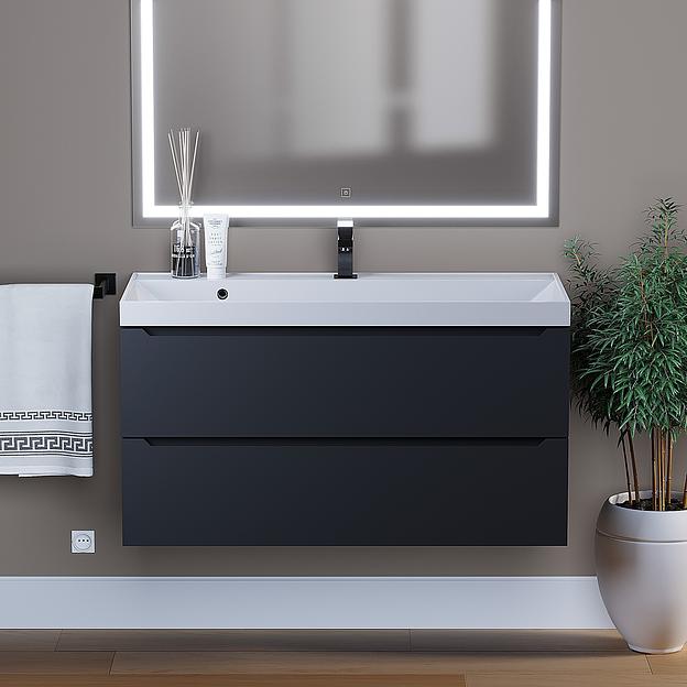 Тумба под раковину для ванной Uperwood Tanos 100 см, подвесная, черная матовая фото 1