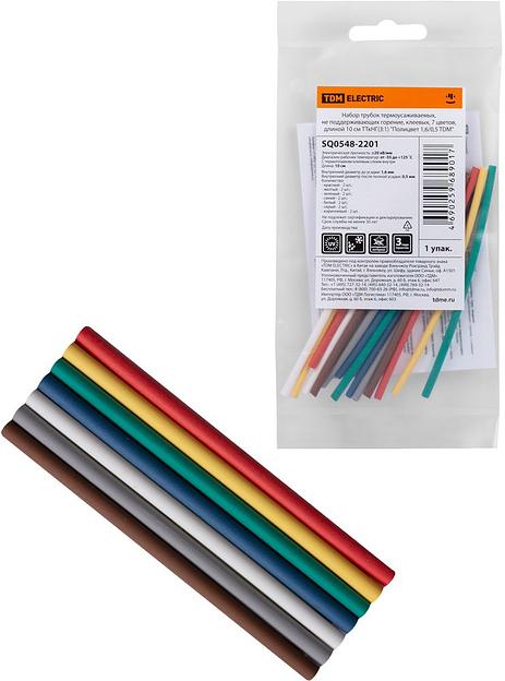 Набор трубок термоусаживаемых, клеевых ТТкНГ(3:1) 100мм "Полицвет 1,6/0,5 TDM" фото 1