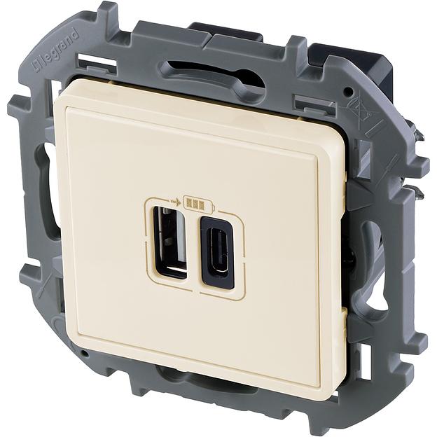 Legrand 673761 Зарядное устройство с двумя USB-разьемами A-C 240В/5В 3000мА - INSPIRIA - слоновая кость фото 3