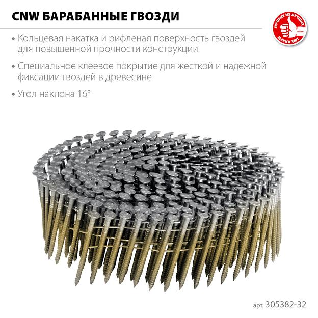 ЗУБР CNW 32 х 2.1 мм, барабанные гвозди рифленые, 14700 шт (305382-32) фото 3