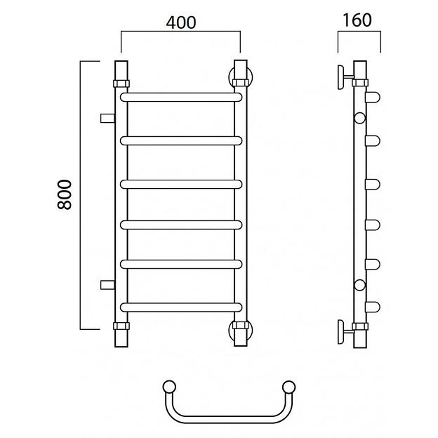 Полотенцесушитель водяной Роснерж Скоба L102001 80x40 с боковым подключением 500 фото 2