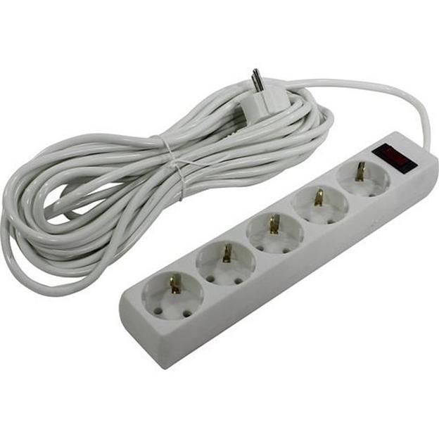 Exegate EX279182RUS Сетевой фильтр ExeGate SP-5-10W (5 розеток, 10м, евровилка, белый) фото 1