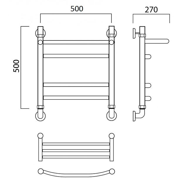 Полотенцесушитель водяной Роснерж Дуга L104110 50x50 с полкой групповой фото 2