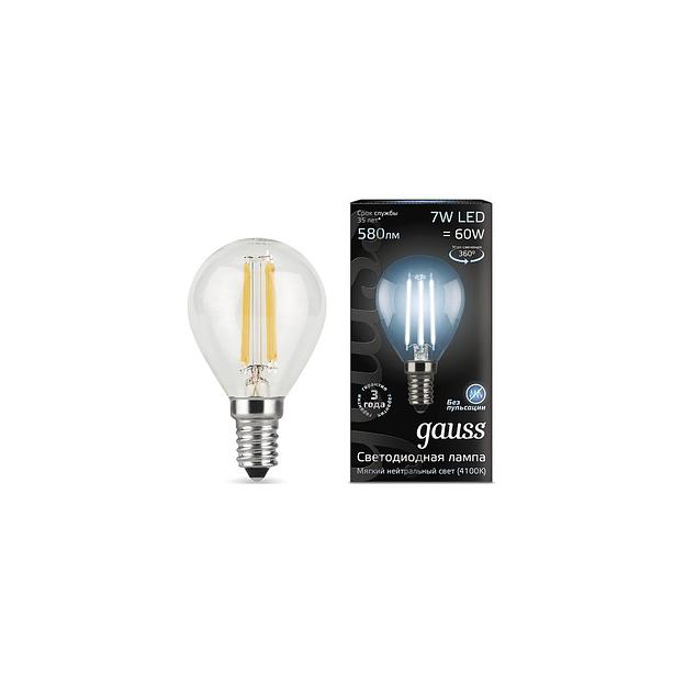 Лампа LED GAUSS E14, шар, 7Вт, 10 шт. [105801207] фото 1
