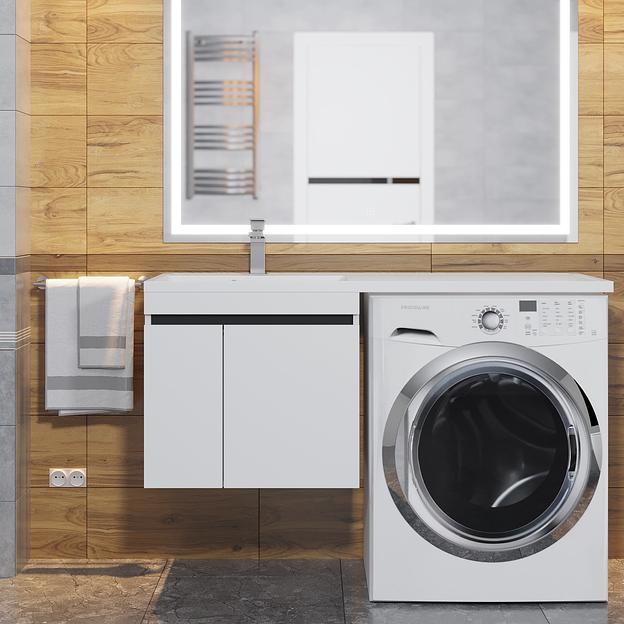 Тумба под стиральную машину Uperwood Magenta, 60 см, подвесная, белая/графит, с дверцами фото 3