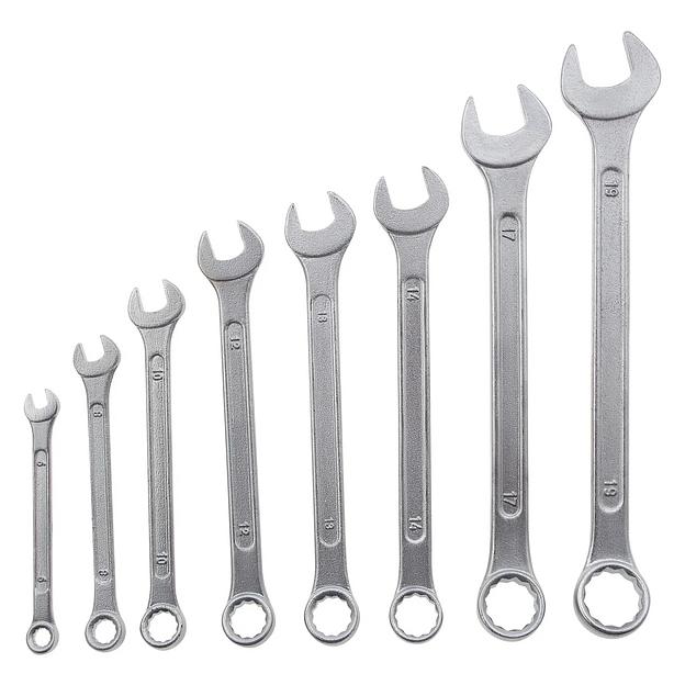 Набор ключей комбинированных, 6 - 19 мм, хромированные, 8 шт. фото 1