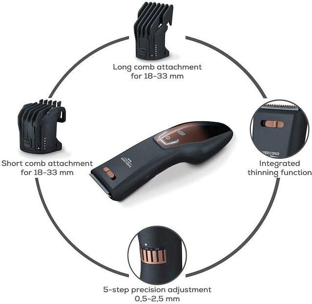 Машинка для стрижки Beurer HR5000 черный (насадок в компл:2шт) фото 4