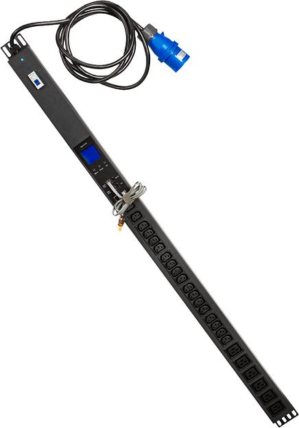 Блок распределения питания Lanmaster TWT-PDVMT1-6X18-32A верт.размещ. 6xC19 18xC13 с мониторингом 32A IEC 309 3м фото 1