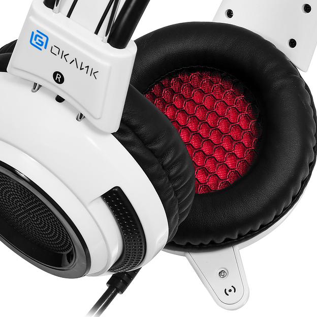 Наушники с микрофоном Оклик HS-G300 ARMAGEDDON белый/черный 2.3м мониторные оголовье (361558) фото 4