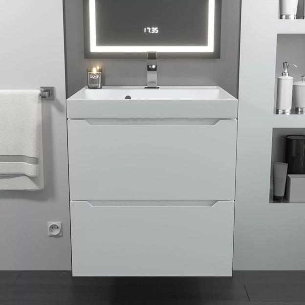 Тумба под раковину для ванной Uperwood Tanos 50 см, подвесная, белая матовая фото 3