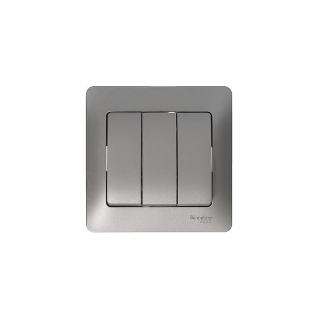 Systeme electric GSL001231 GLOSSA 3-клавишный ВЫКЛЮЧАТЕЛЬ,сх.3,10AX, механизм, ПЛАТИНА фото 4