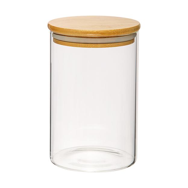 Банка с бамбук.крышкой, Д100 Ш100 В150, 950 мл, прозрачный фото 1
