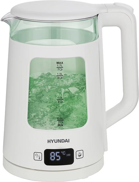 Чайник электрический Hyundai HYK-G9407 1.7л. 2200Вт белый корпус: стекло фото 2