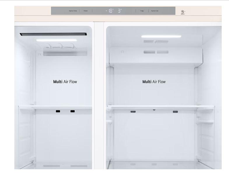 Холодильник LG GC-B257KEHW бежевый двухкамерный 422/206 л., морозилка слева, No Frost, Side by Side фото 7