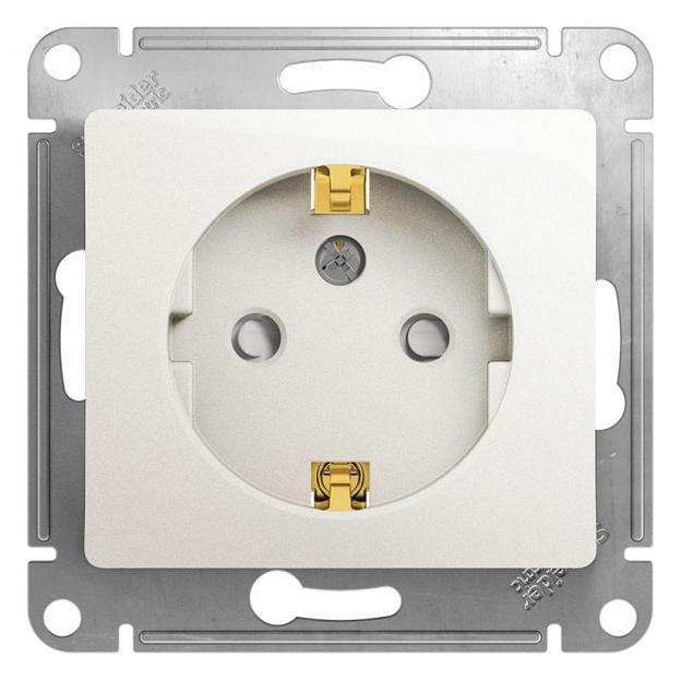 Systeme electric GSL000645 GLOSSA РОЗЕТКА с заземлением со шторками, 16А, механизм, ПЕРЛАМУТР фото 1