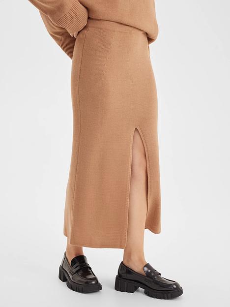 Юбка с разрезом, кэмел, опт фото 3