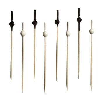 Пики 10 см. 100 шт/уп бамбук Шарики черно-белые 50+50 шт /1/40/ фото 1