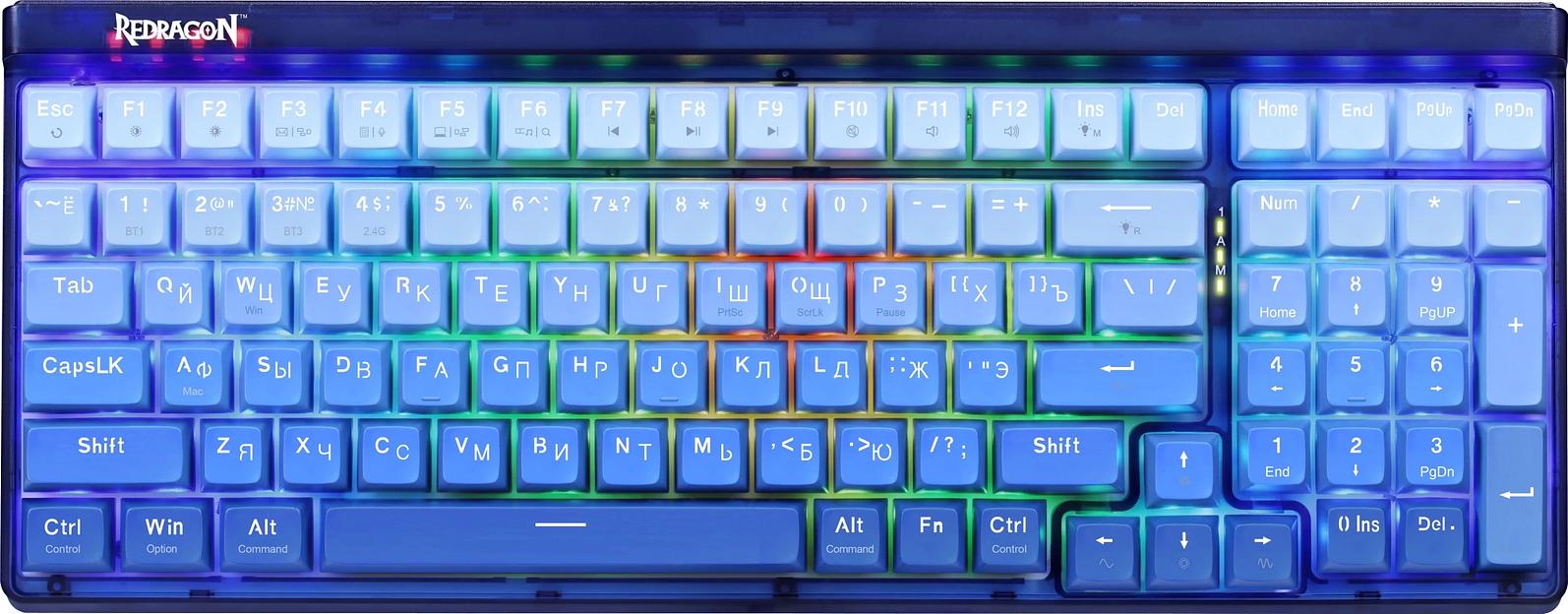 Клавиатура Redragon Garen Pro механическая синий USB беспроводная BT/Radio Multimedia for gamer LED (71745) кабель 1.5м фото 1
