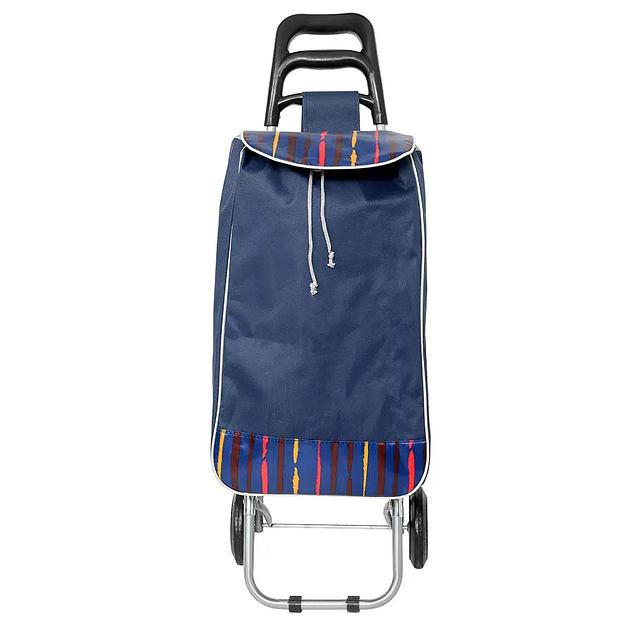 Сумка-тележка с металлическими колесами и пластиковой ручкой синяя 221-1 опт фото 1