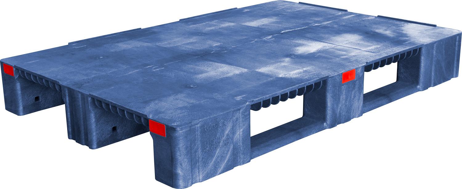 Паллет 1200x800х150 сплошной, усиленный, на 3-х полозьях  синий фото 1