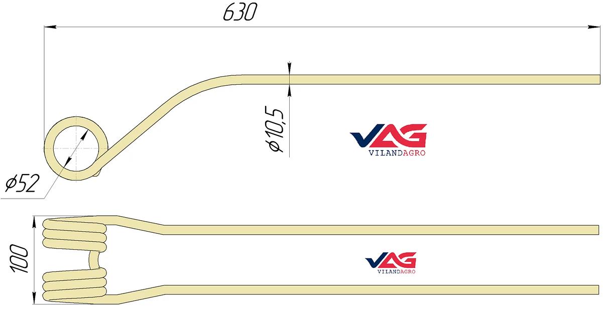 Зуб пружинный на грабли роторные 200428390 ОПТ фото 2