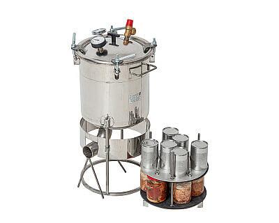 Газовый автоклав «Походный» 22 л с защитной юбкой и направляющей для горелки фото 1