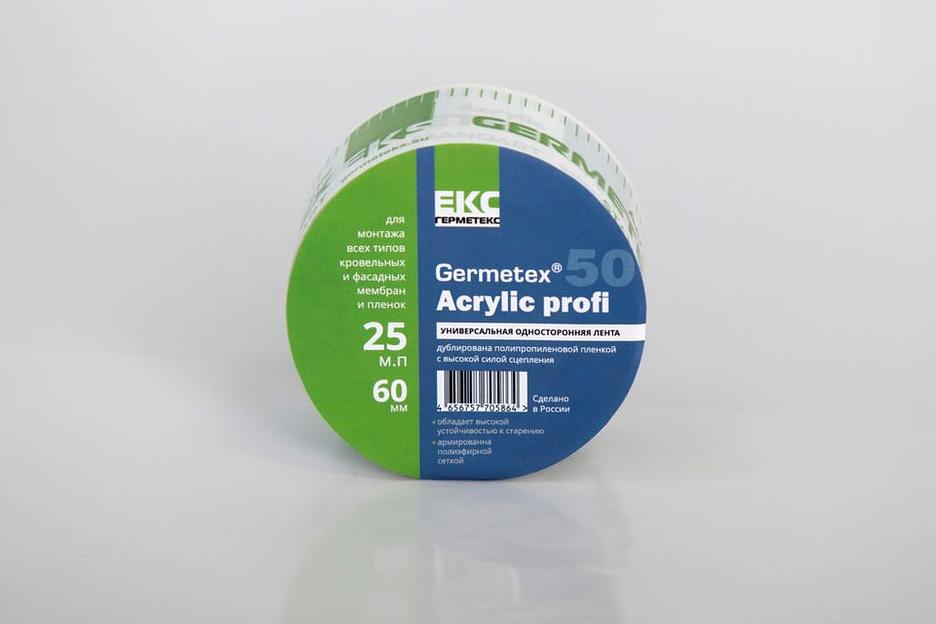 Клейкая лента армированная 25мх60мм 50мкм для кровельных, фасадных мембран и пленок Germetex Acrylic фото 1