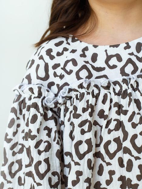 Платье MINI DI «Ева» лео на белом, муслим, арт.270 ОПТ фото 8