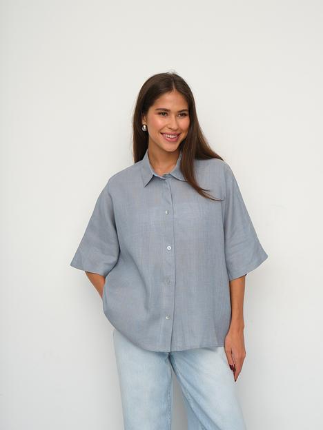 Рубашка короткая  S021_BBMNG/Бежево-голубой меланж  фото 1