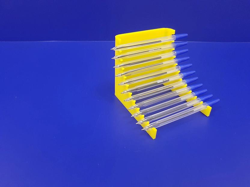 Подставка для ручек карандашей кистей 12 секции (горка радиус, цвет желтый) фото 4