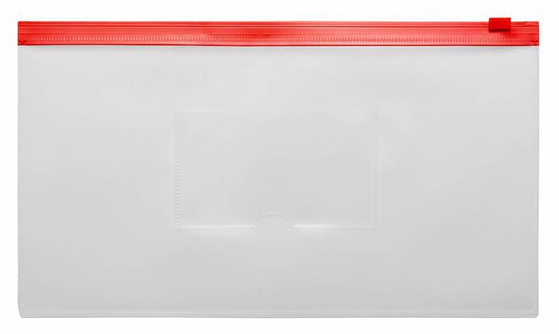 Папка на молнии ZIP Бюрократ -BPM6ARED полипропилен 0.15мм карм.для визит. цвет молнии красный Travel формат фото 1