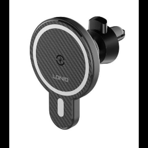 Держатель для телефона автомобильный, LDNIO Magnetic MA20 15W беспроводная зарядка, магнитный черный фото 1