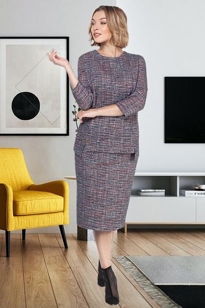 Юбка женская 114/02/Темно-синий, розовый фото 1