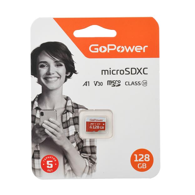 Карта памяти microSD GoPower 128GB Class10 UHS-I (U3) 100 МБ/сек V30 без адаптера GoPower 00-00025683 фото 1