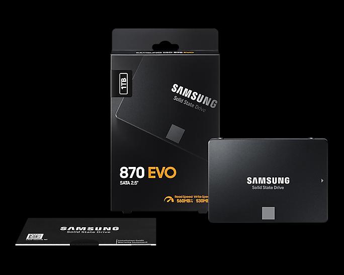 SSD Samsung 870 EVO 1Тб, 2.5", SATA3, Retail, MLC, Чтение:560мб/с, Запись:530мб/с (MZ-77E1T0BW) фото 3