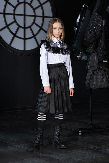 Чёрная плиссированная юбка на девочку ОПТ фото 3