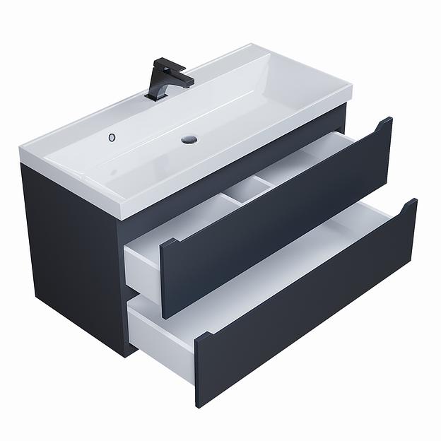 Тумба под раковину для ванной Uperwood Tanos 100 см, подвесная, черная матовая фото 9