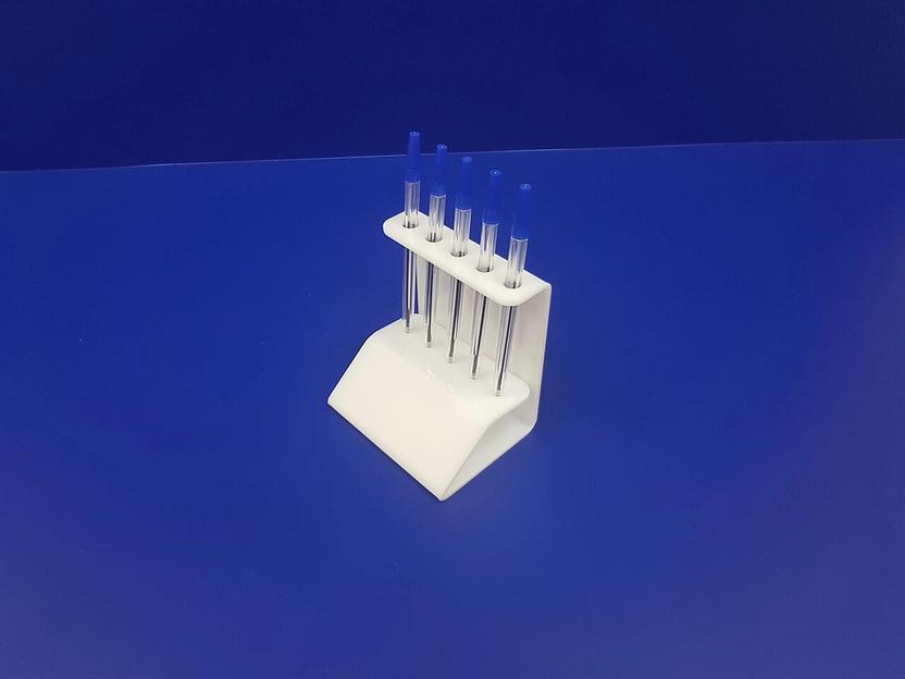 Подставка для ручек карандашей кистей 5 секции.(вертикальное размещение, место для логотипа, белая) фото 2