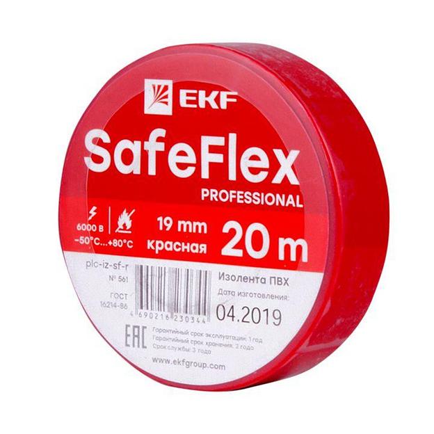 Изолента ПВХ 19мм (рул.20м) крас. SafeFlex EKF plc-iz-sf-r фото 1