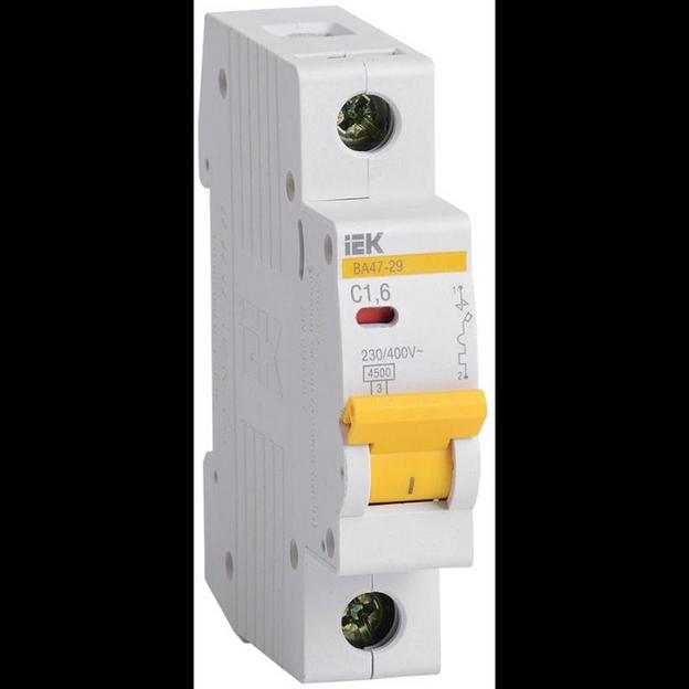 Iek MVA20-1-D16-C Авт. выкл.ВА47-29 1Р 1,6А 4,5кА х-ка С ИЭК фото 1