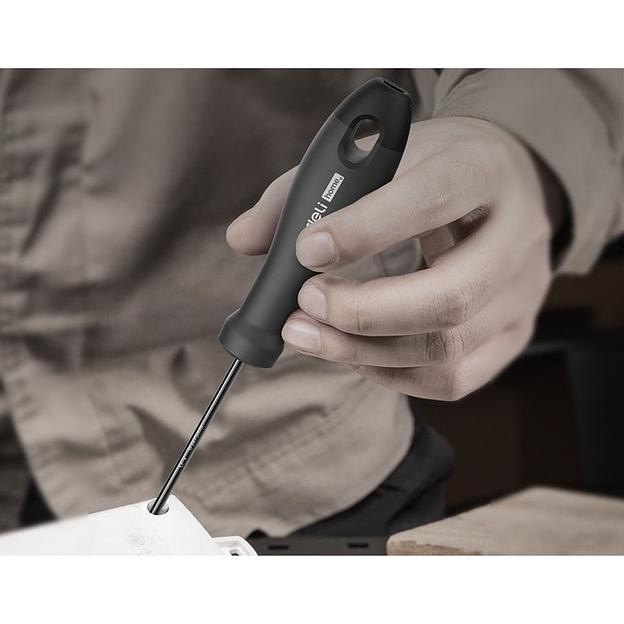 Шлицевая отвёртка "Home Series Black" Deli HT1103 3x75мм Эксклюзивный дизайн, рукоятка из высококачественного софттач пластика фото 9