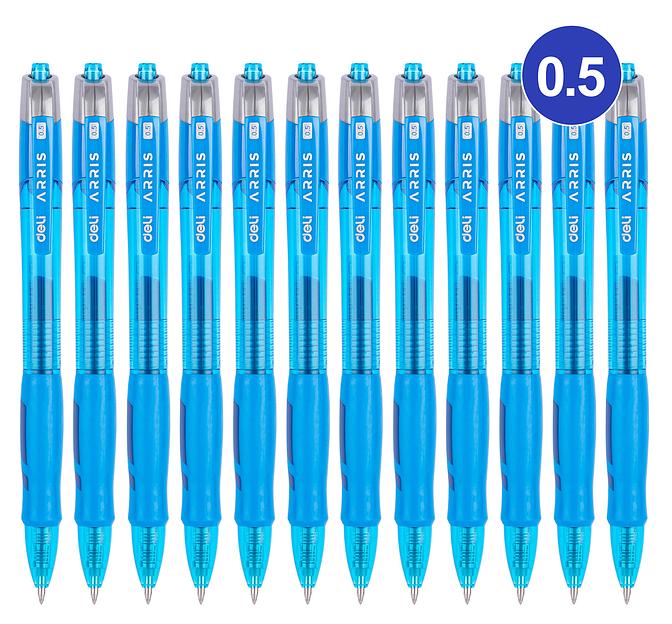 Ручка гелевая Deli EG08-BL Arris 0.5мм резин. манжета прозрачный синие чернила (упак.:1шт) фото 8